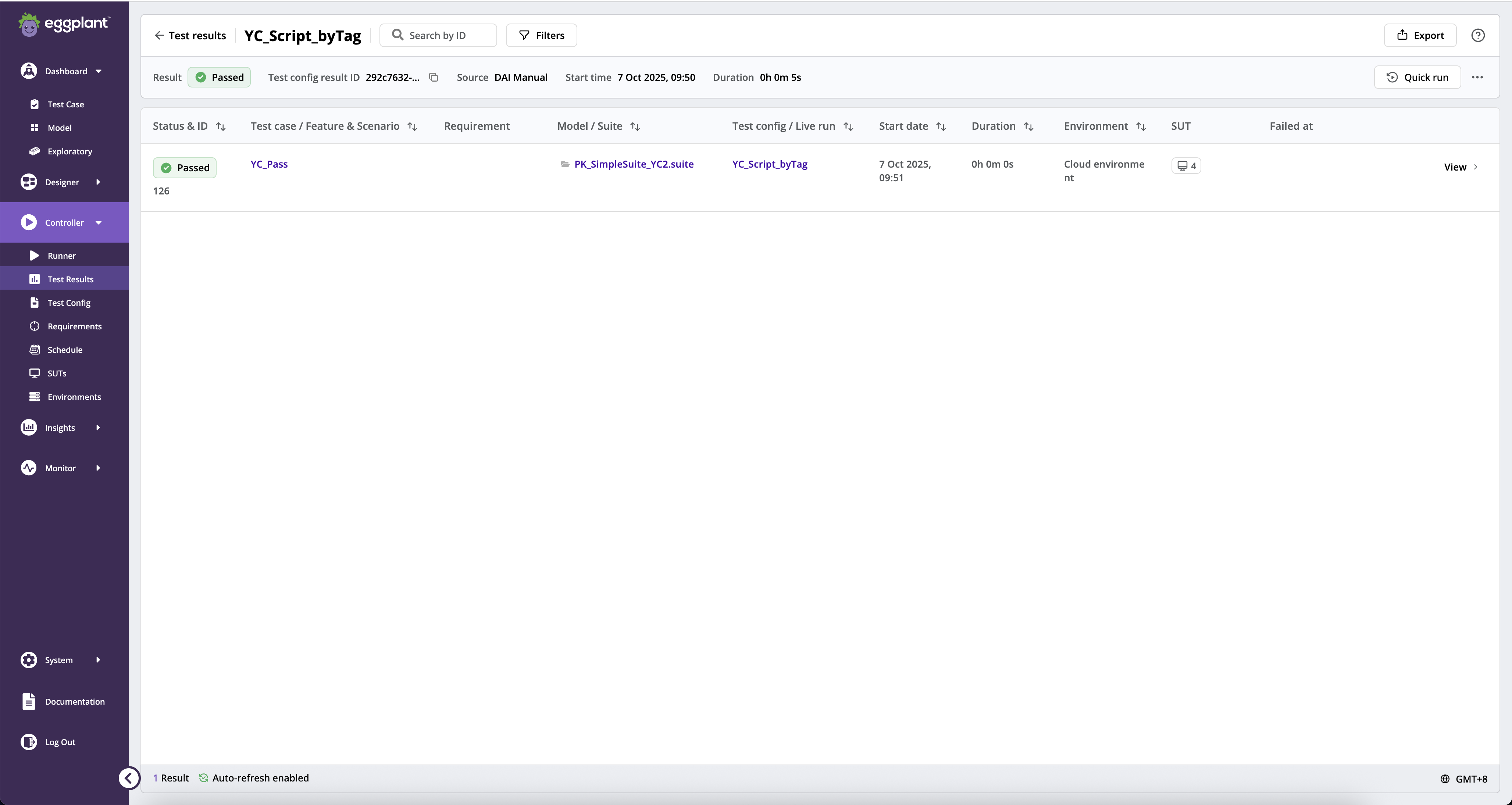 Test Results redirects from Runner page