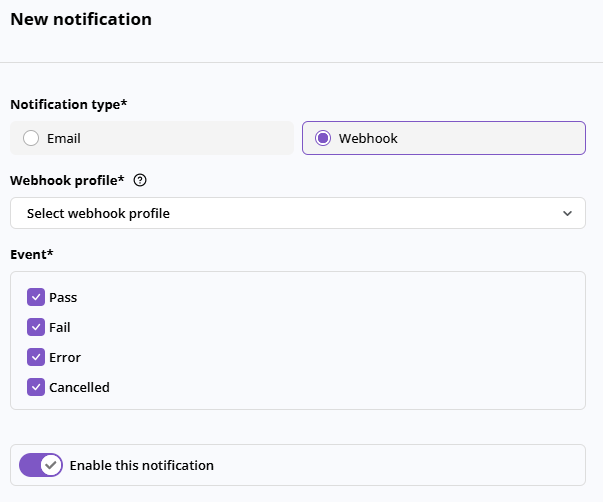 Select webhook notification