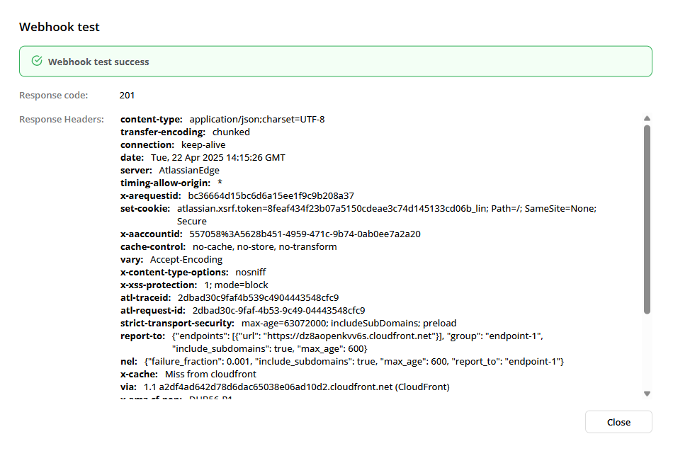 Webhook test success