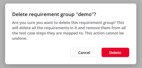 Delete Requirement Group Confirmation Modal