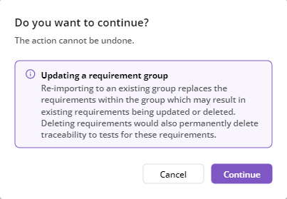 Import Requirements Select Existing Group