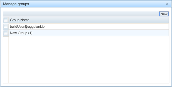 The Manage groups dialog box in Eggplant AI