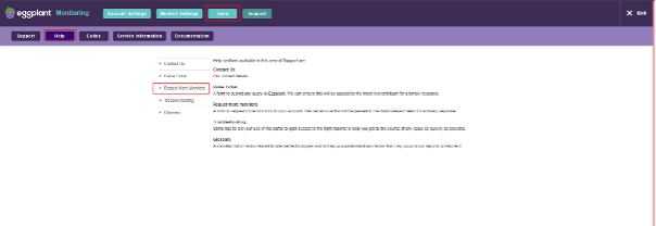 Initiating an API monitor request through the Support section