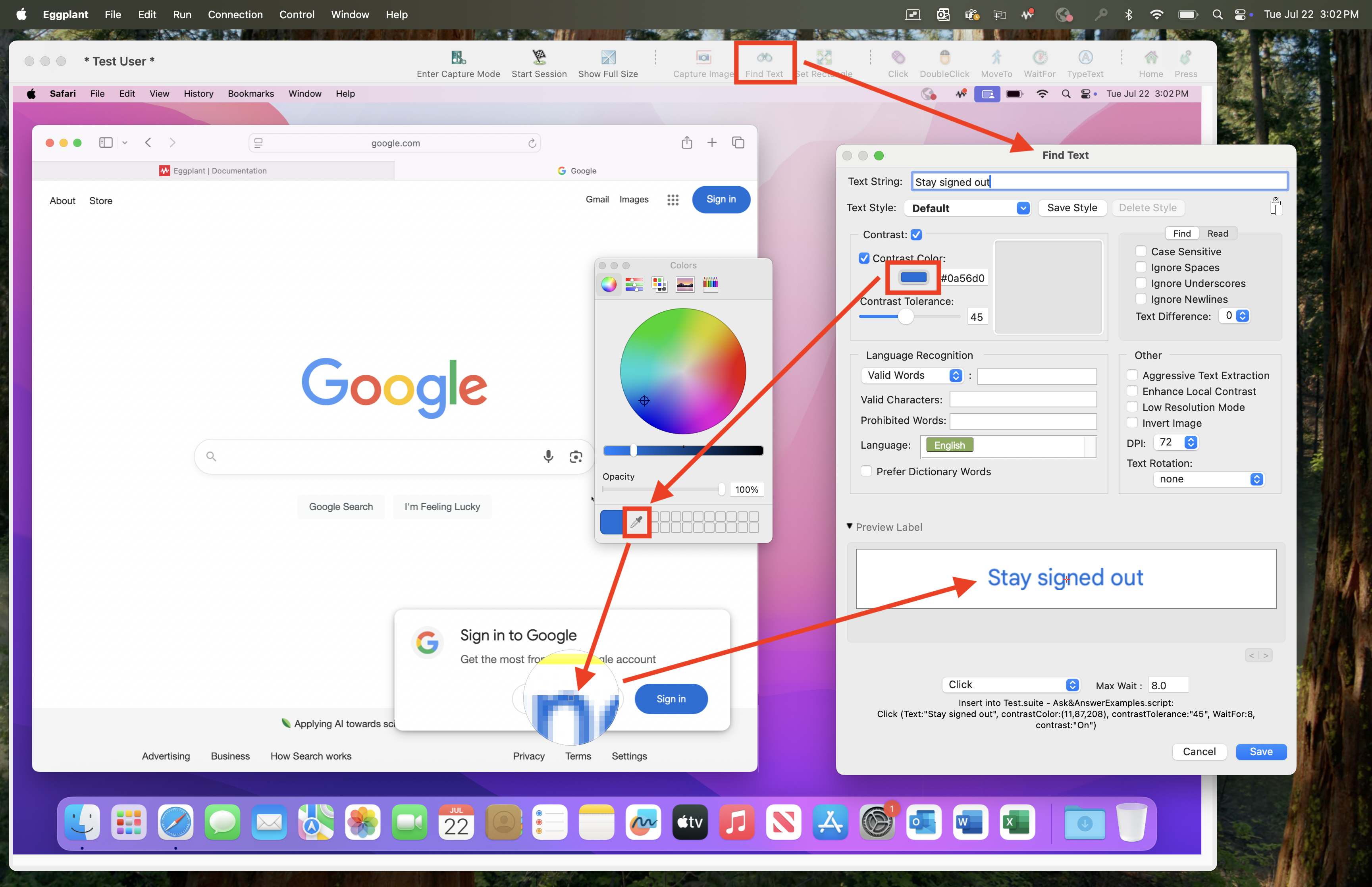 Finding the Contrast Color on Mac, Using the Color Picker