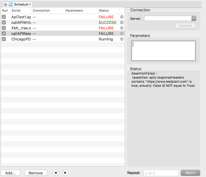 The API Schedules pane