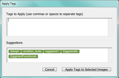 The Apply Tags window in Eggplant Functional