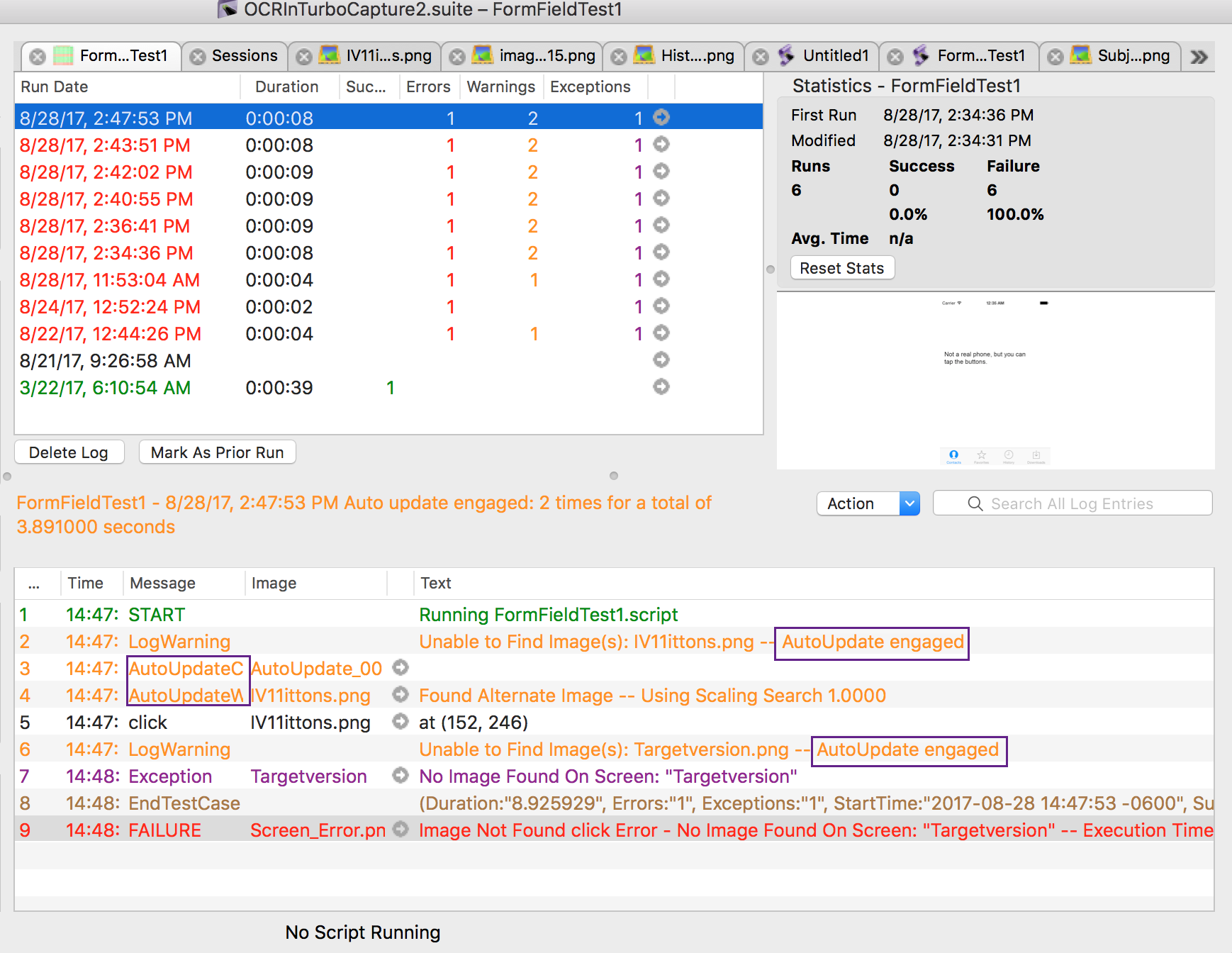 Auto update warnings in the Results pane