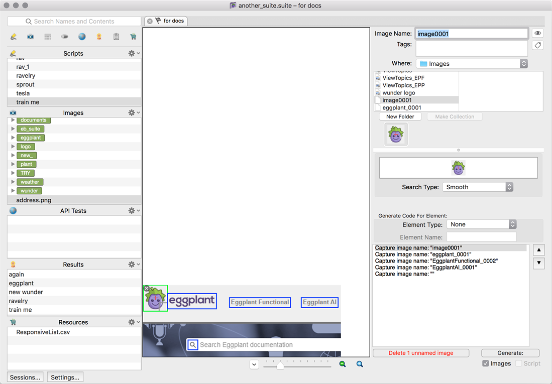 An Autoscan session performed in Capture Mode