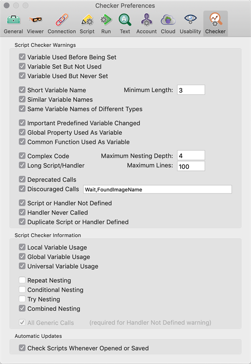 The Checker Preferences tab in Eggplant Functional