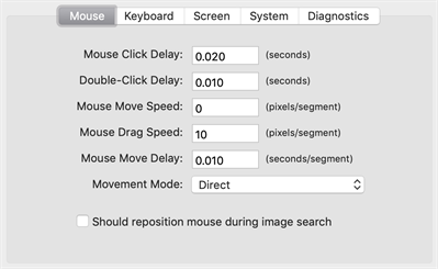 The Mouse tab in Eggplant Functional Run Preferences