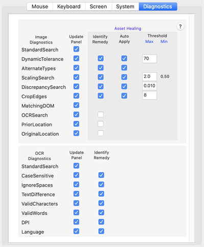 The Diagnostics tab in Eggplant Functional Run Preferences