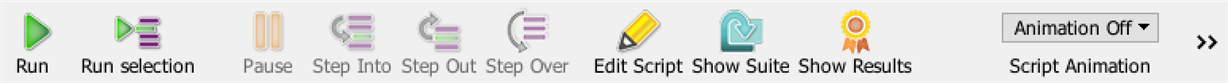 Run window toolbar in Eggplant Functional