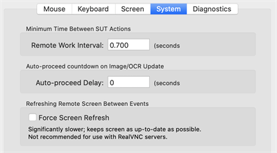 The System tab in Eggplant Functional Run Preferences