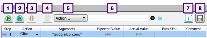 The Tables toolbar lets you manipulate tables for keyword-driven testing