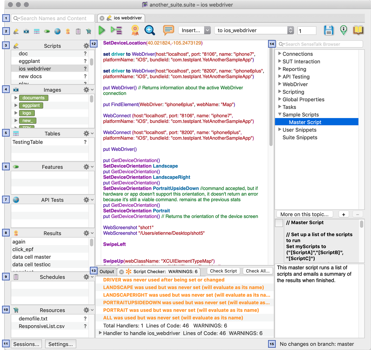 The Eggplant Functional Suite window