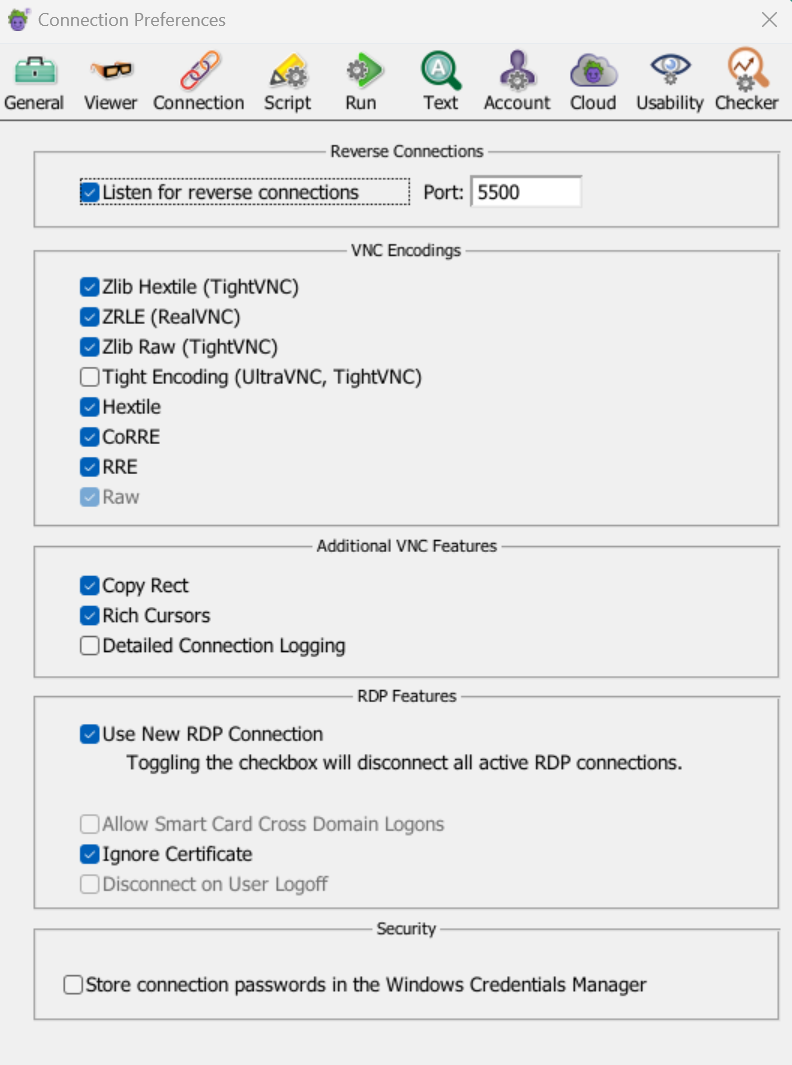 Eggplant Functional Connection Preferences for Windows