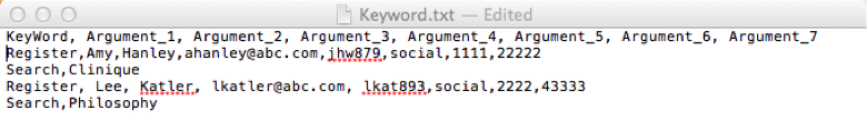 A text file for data driven testing