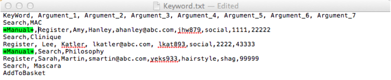 A keyword file wiht manual test lines