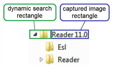 Diagram showing dynamic search rectangle next to captured image rectangle