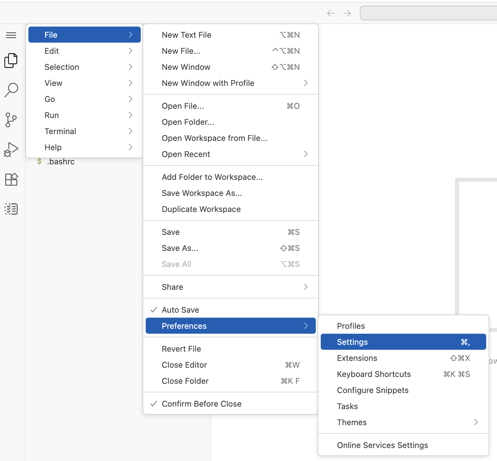 VS Code settings showing the AI Assistance for Connections option