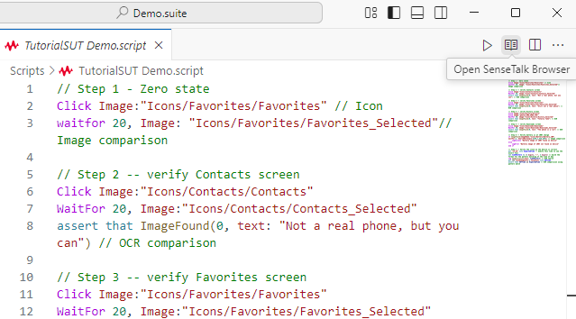 Opening the SenseTalk Browser