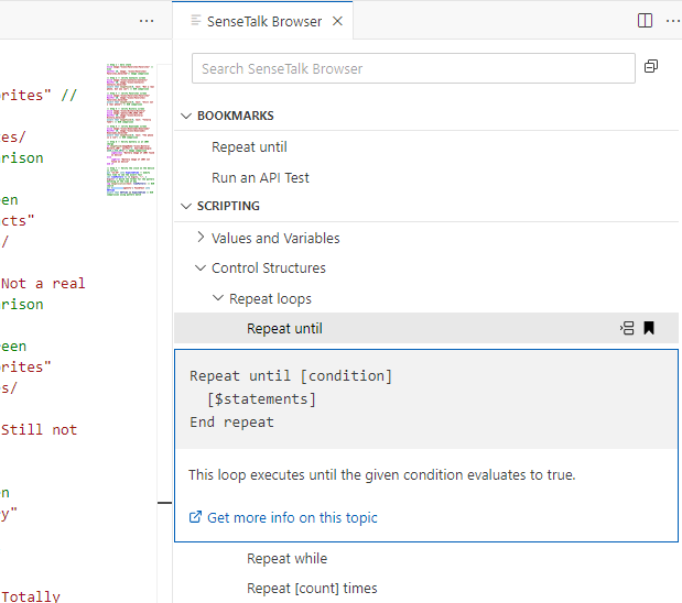 Bookmarking a SenseTalk snippet