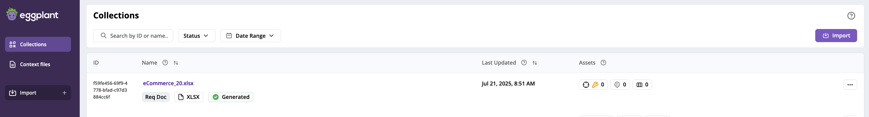 A collection with Generated status