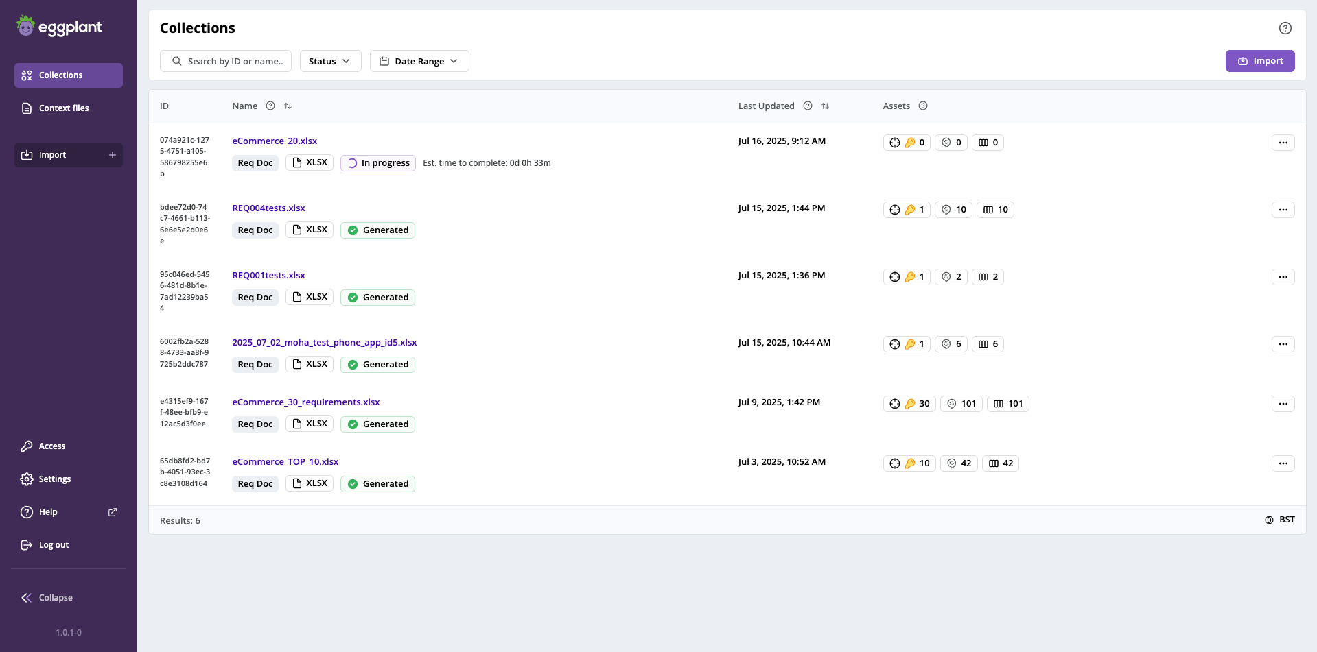 The Collections page