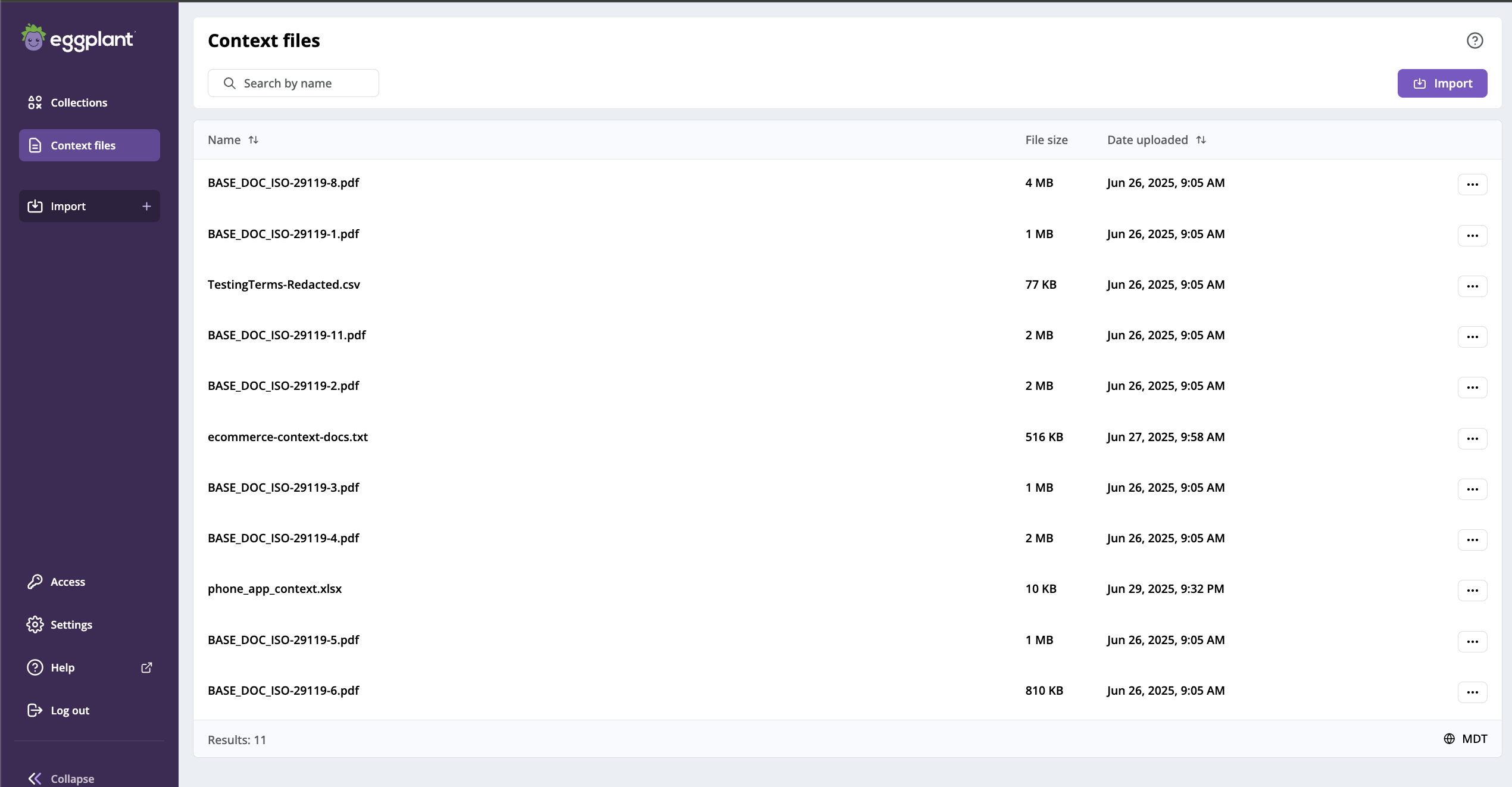 Eggplant Generator Context files page