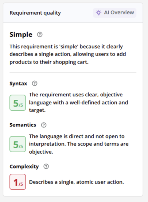 Example 1: Shows a requirement that Generator scored as Simple