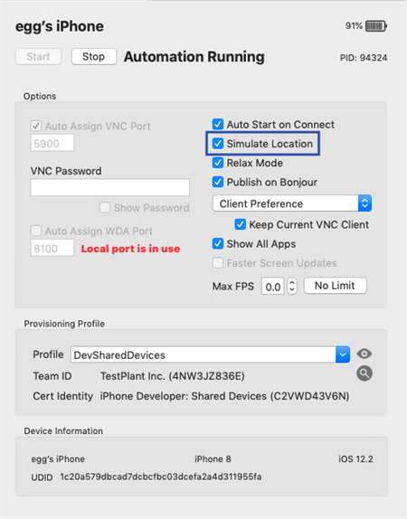 Simulated locations in iOS Gateway