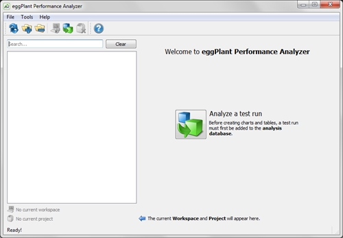 The Eggplant Performance Analyzer home screen