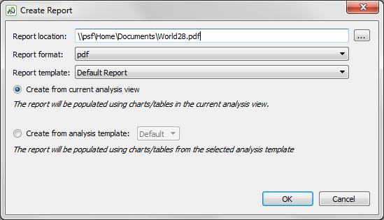 The Create Report dialog box in Eggplant Performance Analyzer