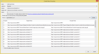 An example of settings for establishing a grouping in Analyzer
