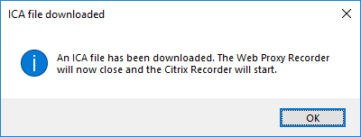 An ICA file was downloaded