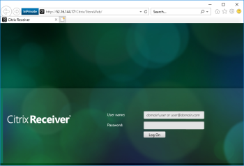 The StoreFront website logon page