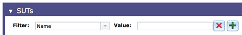Filter area on the SUTs page in Eggplant Automation Cloud