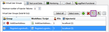 Virtual User Groups in the Test View in Eggplant Performance Studio