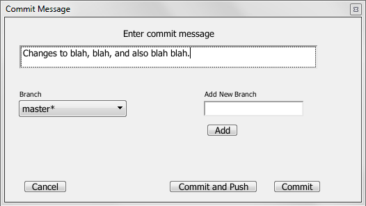 The Commit changes dialog box in eggPlant Functional