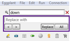 Eggplant Functionalスイートウィンドウ内の検索操作ボタン