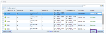 Abort a running test in Eggplant Manager from the test's page