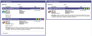 The Eggplant Manager Appliances page for managing VM appliances