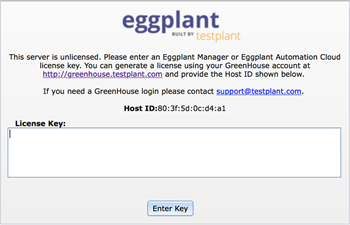 Eggplant Manager license key page