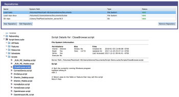 Script selected and displayed from an Eggplant Manager repository