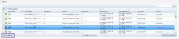 View results of an Eggplant Manager test by selecting a test run in the Runs section on the test's page