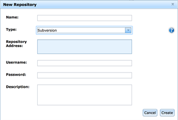 New Repository window with Subversion repo type selected in Eggplant Manager