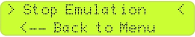 Select a running emulation on the Eggplant Network LCD display for the option to stop the emulation