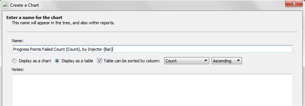 Choose chart or table view in the Create a chart wizard in eggPlant Performance Analyzer