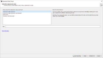 Choosing a value pages in the Rules Generation Wizard