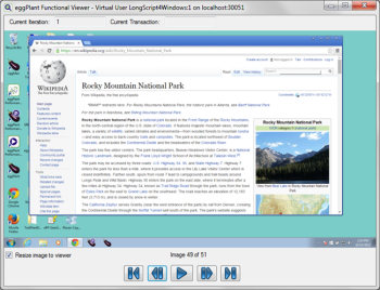 Pause the Eggplant Functional Viewer to revisit previous images from the Eggplant Performance Test Controller test